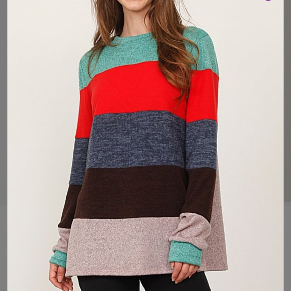 Mint & Coral Red Colour Block Tunic